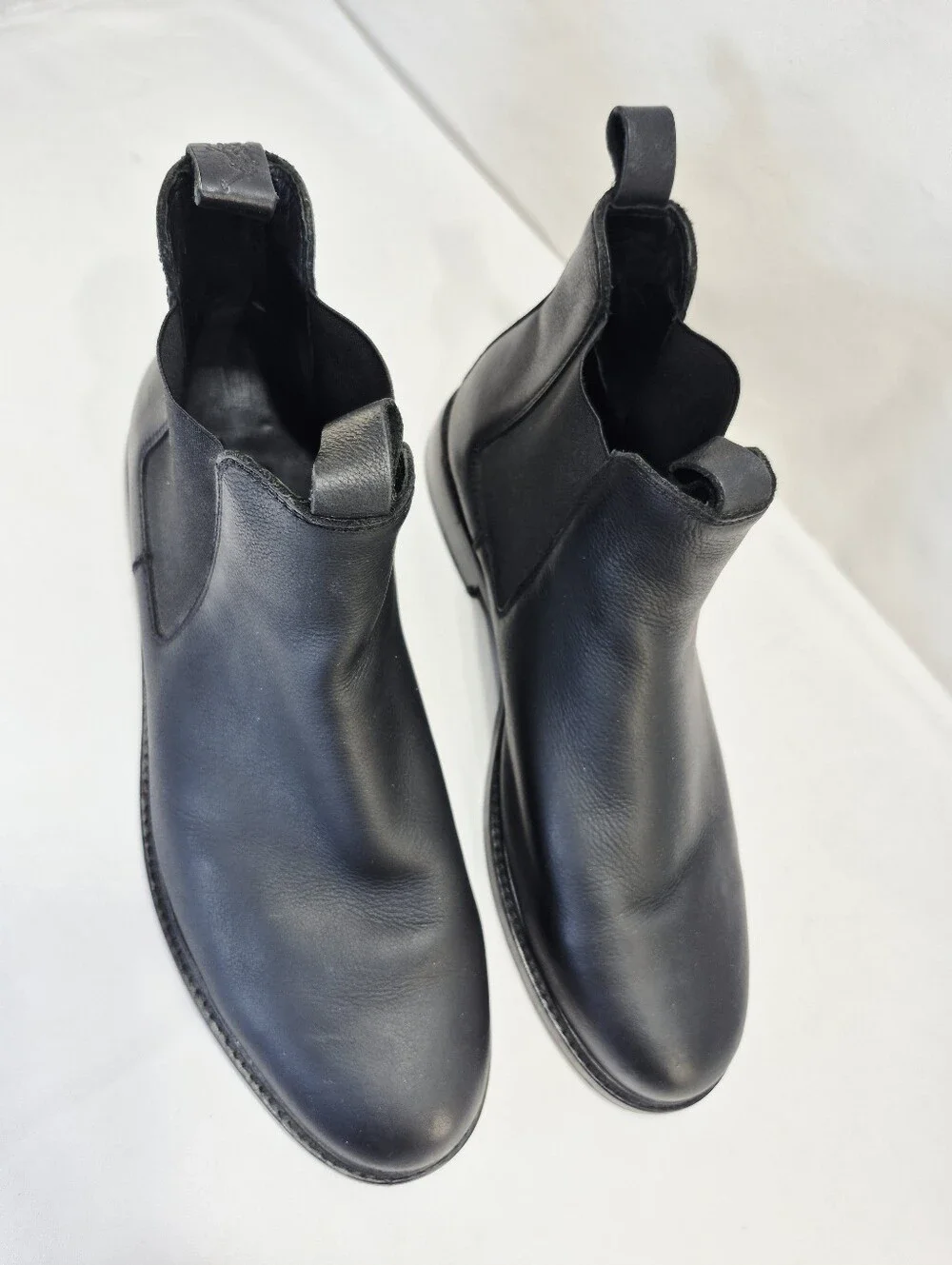 Polo Ralph Lauren Mens 12D Normanton Black Leather Ankle Boots Pull-On